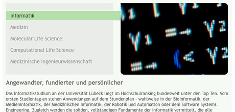 Übersichtsseite Studiengänge