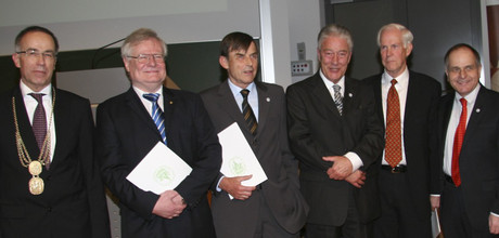 Uni-Jahresempfang (v.l.n.r. Dominiak, Stier, Pfeifer, Engholm, Mørk, Marnette)